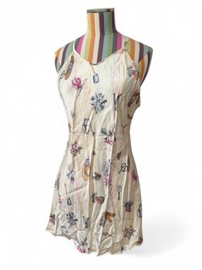 Unbranded Silky Gardening Theme Slip Dress Butterflies Floral